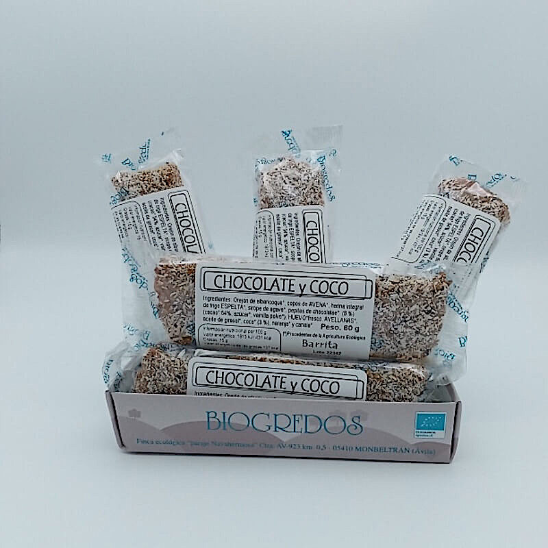 Barrita con chocolate y coco 60g BIOGREDOS