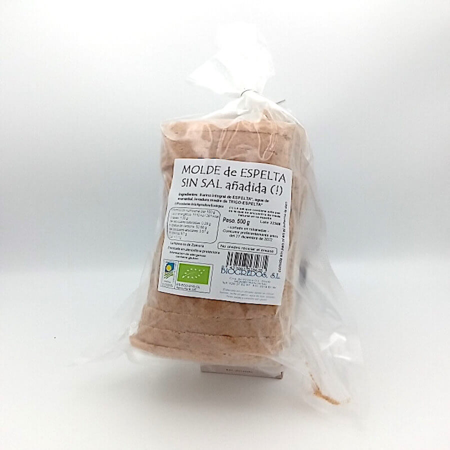 PAN MOLDE ESPELTA SIN SAL AÑADIDA BIOGREDOS 500G
