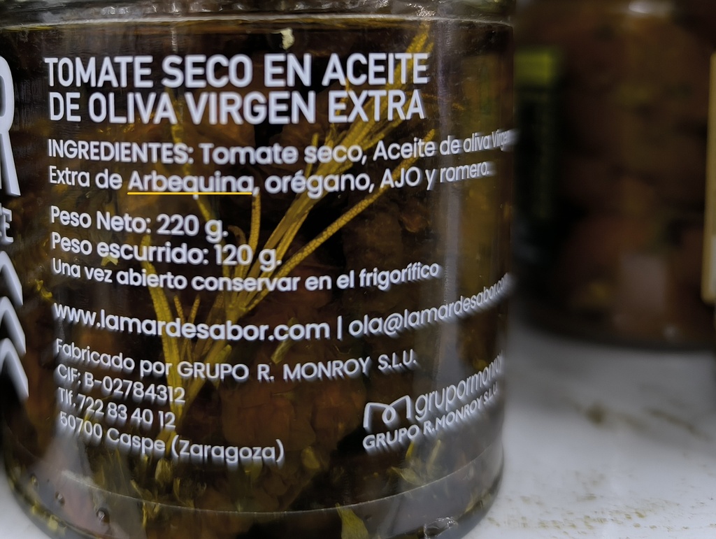Tomate seco en aove arbequina 220g LA MAR DE SABOR