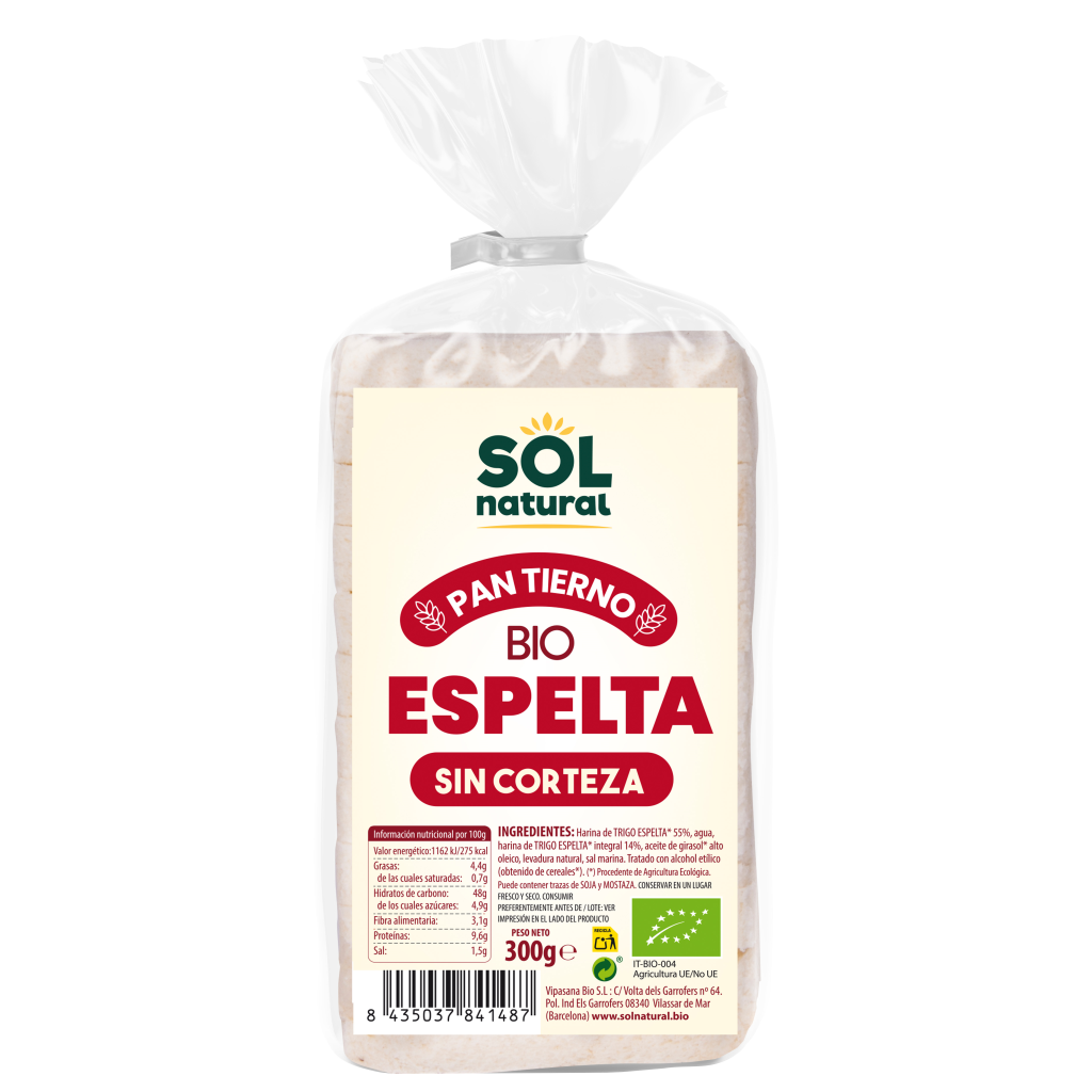 PAN TIERNO MOLDE ESPELTA SIN CORTEZA SOL NATURAL 300G