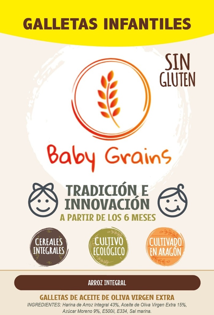 GALLETA ARROZ SIN GLUTEN BABY GRAINS AMARILLO
