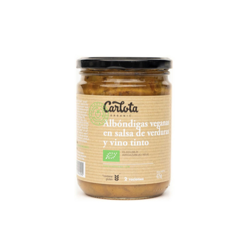 ALBONDIGAS VEGANAS SALSA VERDURAS VINO TINTO CARLOTA 425G