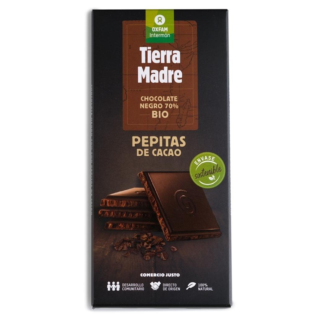 CHOCOLATE NEGRO 70% PEPITAS CACAO TIERRA MADRE 100G
