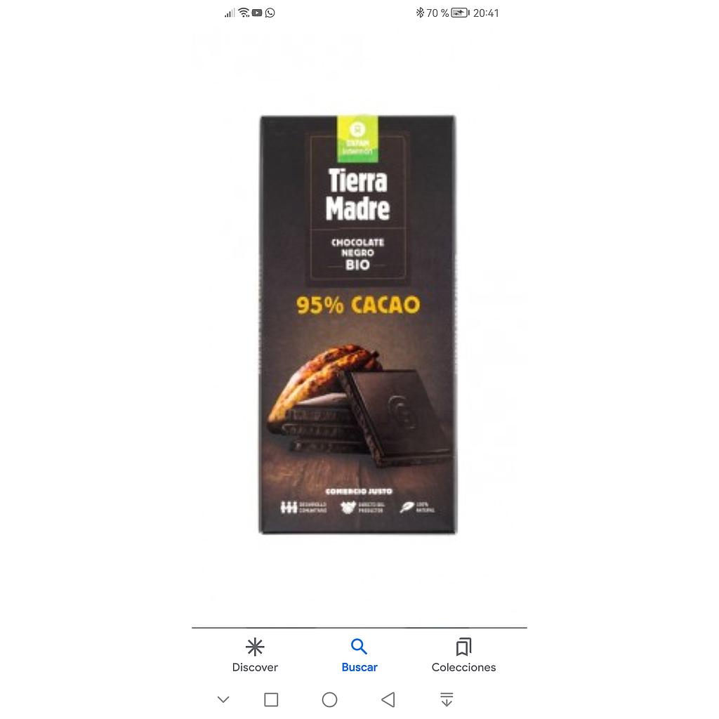CHOCOLATE NEGRO 95% TIERRA MADRE 80G