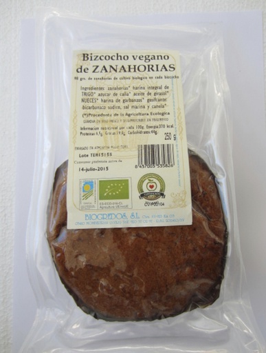 [07646] Bizcocho vegano de zanahorias 250gs BIOGREDOS