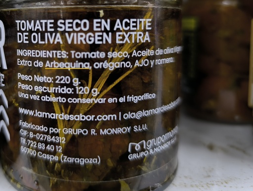 [07999] TOMATE SECO AOVE ARBEQUINA LA MAR DE SABOR 220G