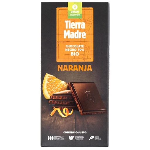 [1393] CHOCOLATE NEGRO 70% NARANJA TIERRA MADRE 100G