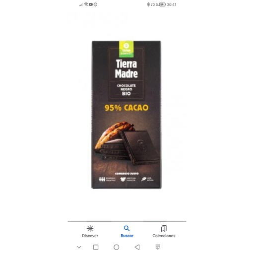 [482] CHOCOLATE NEGRO 95% TIERRA MADRE 80G